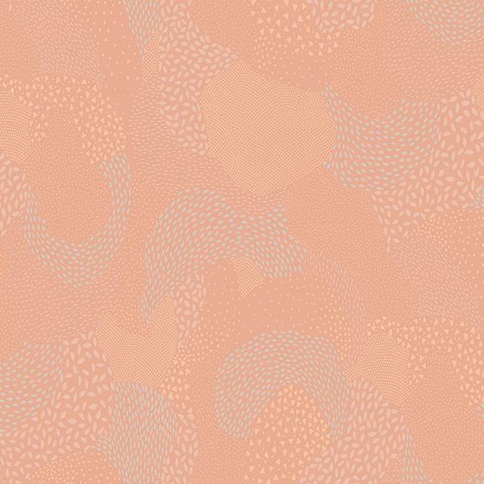Крупный абстрактный узор на широких флизелиновых обоях "Drops" персикового цвета для детской из коллекции Bon Voyage / Счастливого пути!, бренд Milassa